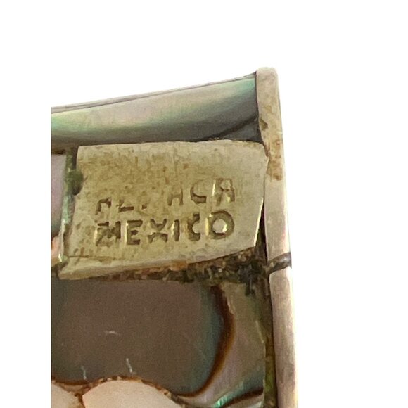 Vintage Alpaca Mexico Abalone Inlaid Thimble Floral Mother of Pearl .75" Estate - Picture 4 of 7